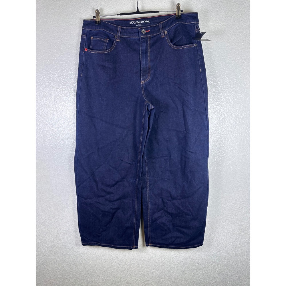 Peace Love World Womens Wide Leg Indigo Jeans Blue‎ High Rise Size 16 Stretch